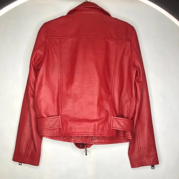 Walter Baker Allison Leather Moto Red Jacket - Picture 5 of 12